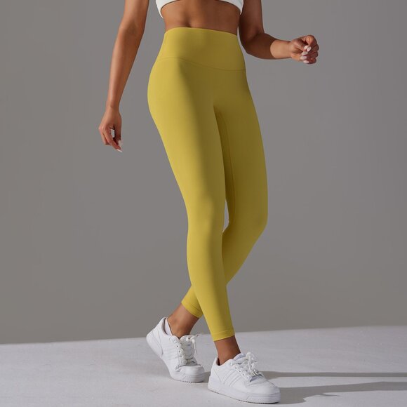 🍑 MUSTARD Perfect Fit! High Rise Squat Proof Tights - Seamless! - Picture 8 of 10